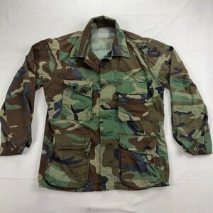 US Military BDU Woodland Camo Combat Jacket Coat Medium Regular Green Brown